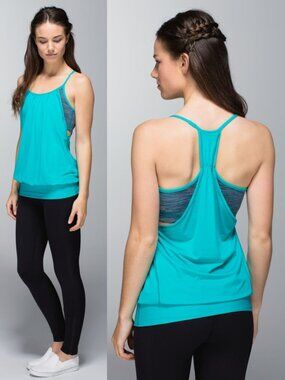 Lululemon Teal No Limits Tank w/ Spacedye Luon Built In Bra